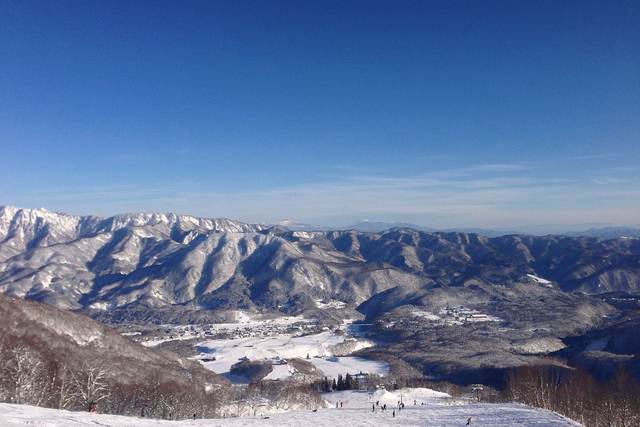 Wide mountain view from a ski run in Nagano